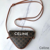 Celine Triangle Bag In Triomphe Canvas With Celine Print Black