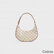 Celine Ava Bag In Triomphe Canvas White/Yellow