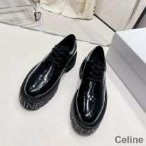 Celine Bulky Derby Shoes Women Polished Bull With Studded Outsole Black