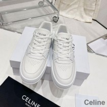 Celine CT-07 Trainer Low Lace-Up Sneakers Unisex Calfskin Beige/White