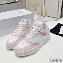 Celine CT-07 Trainer Low Lace-Up Sneakers Unisex Calfskin White/Pink