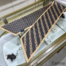 Celine Chain Reversible Twill In Silk Black/Gold