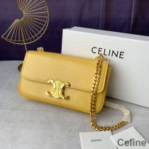 Celine Chain Shoulder Bag In Shiny Calfskin Yellow