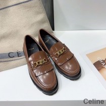 Celine Margaret Loafers Women Polished Bull With Triomphe Chain Brown