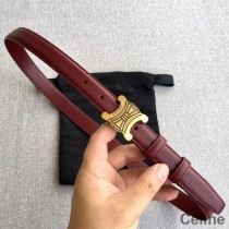 Celine Medium Triomphe Belt In Natural Calfskin Burgundy