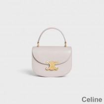 Celine Mini Besace Triomphe Bag In Shiny Calfskin White