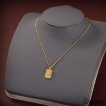 Celine Separables Triomphe Interlocked Pendant Necklace In Brass Gold