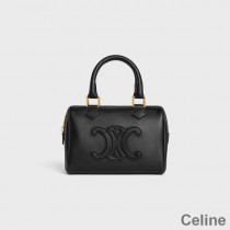 Celine Small Boston Bag In Smooth Calfskin With Cuir Triomphe Black