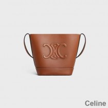 Celine Small Bucket Bag In Smooth Calfskin With Cuir Triomphe Brown