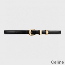 Celine Small Western Belt In Smooth Calfskin Black/Gold