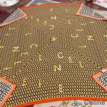 Celine Spiral Bandana Scarf 90 In Silk Twill Black/Yellow