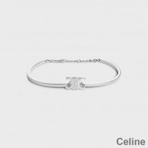 Celine Triomphe Articulated Bracelet In Brass Silver