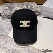 Celine Triomphe Baseball Cap In Cotton Black/White
