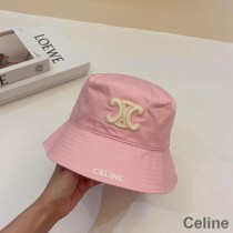 Celine Triomphe Bucket Hat In Cotton With Signature Pink