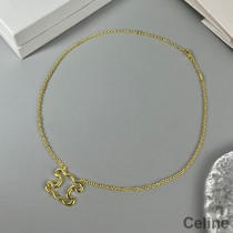 Celine Triomphe Frame Large Necklace In Brass Gold