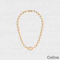 Celine Triomphe Link Necklace In Brass With Gold Finish Gold