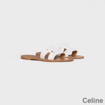 Celine Triomphe Slides Women Calfskin White