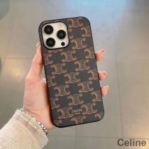 Celine Triomphe iPhone Case In Canvas Silicon Black