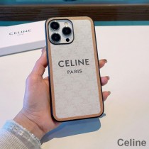 Celine Triomphe iPhone Case In Canvas Silicon White