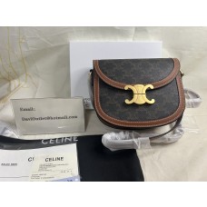 Celine Besace Crossbody Bag In Triomphe Canvas Black