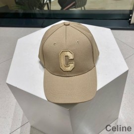Celine Initial Baseball Cap In Canvas Khaki