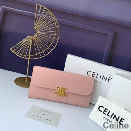Celine Large Bi-Fold Wallet In Shiny Calfskin Pink