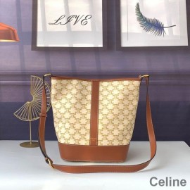 Celine Medium Bucket Bag In Triomphe Canvas White