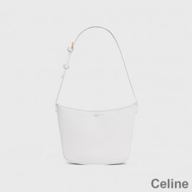 Celine Medium Croque Bag In Shiny Calfskin White