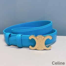 Celine Medium Triomphe Belt In Smooth Calfskin Blue