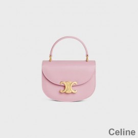 Celine Mini Besace Triomphe Bag In Shiny Calfskin Pink