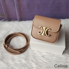Celine Mini Crossbody Bag In Shiny Calfskin Apricot
