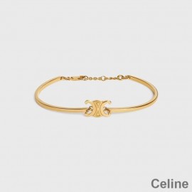 Celine Triomphe Articulated Bracelet In Brass Gold