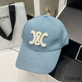 Celine Triomphe Baseball Cap In Canvas Blue