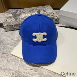 Celine Triomphe Baseball Cap In Cotton Blue/White