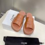 Celine Clea Triomphe Platform Slides Women Vegetable Tanned Calfskin Brown