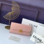 Celine Large Bi-Fold Wallet In Shiny Calfskin Pink