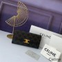 Celine Large Bi-Fold Wallet In Triomphe Canvas Black