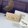 Celine Large Bi-Fold Wallet In Triomphe Canvas White