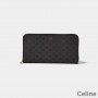 Celine Large Zipped Wallet In Triomphe Canvas Black
