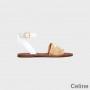 Celine Lympia Flat Strap Sandals Women Raffia and Calfskin Beige/White