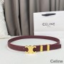 Celine Medium Triomphe Belt In Smooth Calfskin With Metal Loop Burgundy