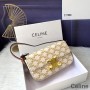 Celine Shoulder Bag In Triomphe Canvas White