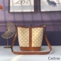 Celine Small Bucket Bag In Triomphe Canvas White