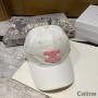 Celine Triomphe Baseball Cap In Cotton White/Pink
