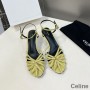 Celine Triomphe Sandals Women Calfskin With Ankle Strap Yellow