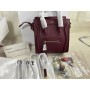 Celine Luggage Nano Handbag Drummed Calfskin 20CM Burgundy