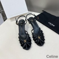 Sandale Celine Triomphe Femei Piele De Vițel Cu Curea La Glezne Neagră