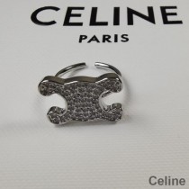 Celine Açık Zincir Triomphe Yüzük Kristal Taşlı Gümüş