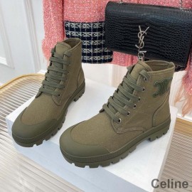 Celine Patapans Bağcıklı Kadın Bot Triomphe Patch Haki