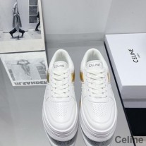 Dámské tenisky Celine Block Telecí kůže s klínovou podrážkou bílá/zlatá